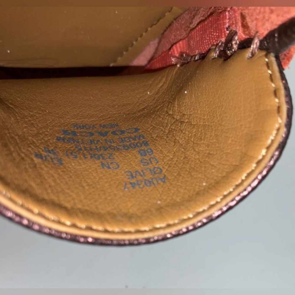 Coach Designer Olive Metallic Burgundy Crossgrain Leather Loafers Flats 6B - Picture 5 of 6